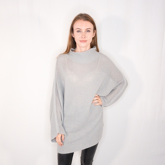 John + Jenn Sweaters - JOHN + JENN Grey Turtleneck Grey Dolman Sweater